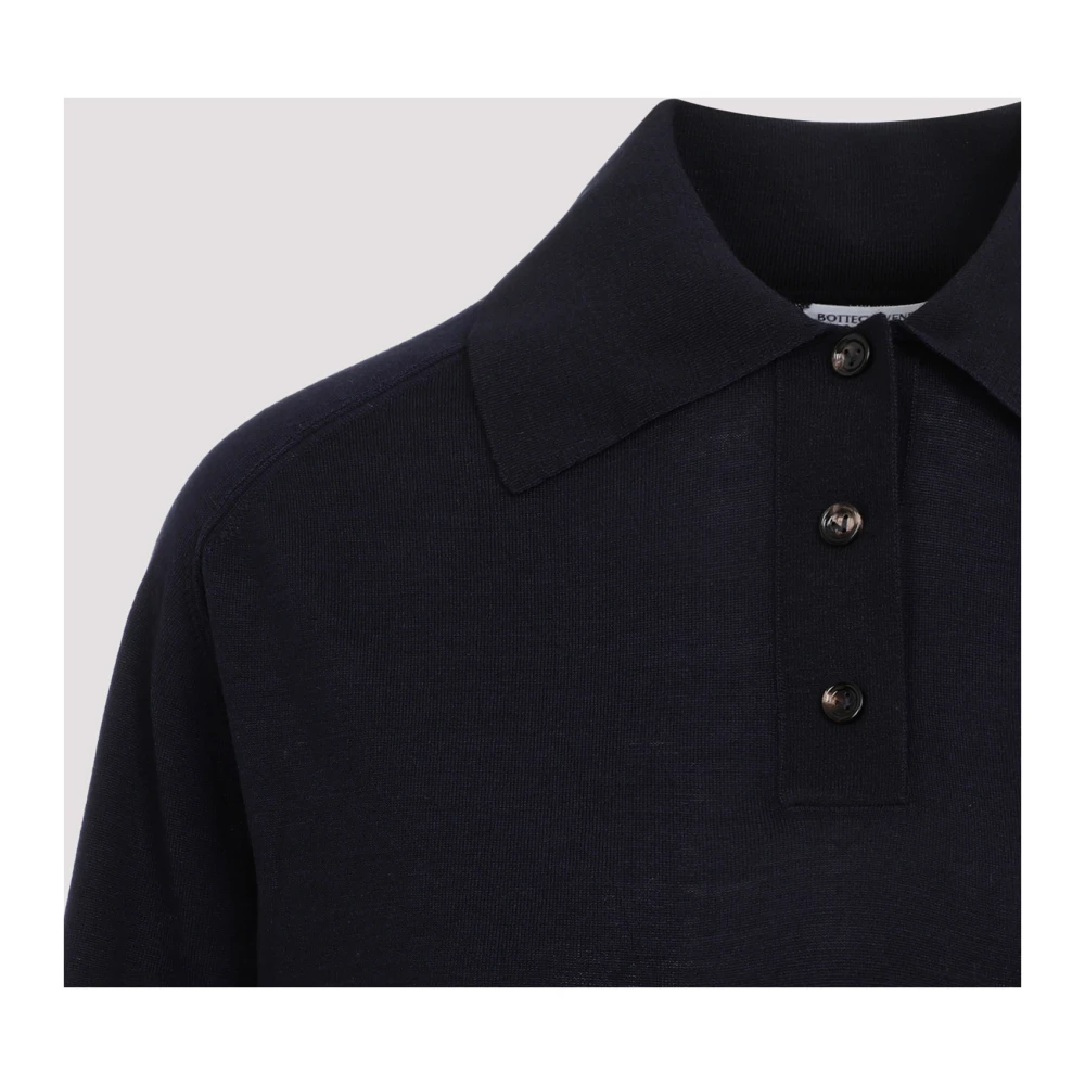 Bottega Veneta Navy Blue Wool Polo Shirt Blue Dames