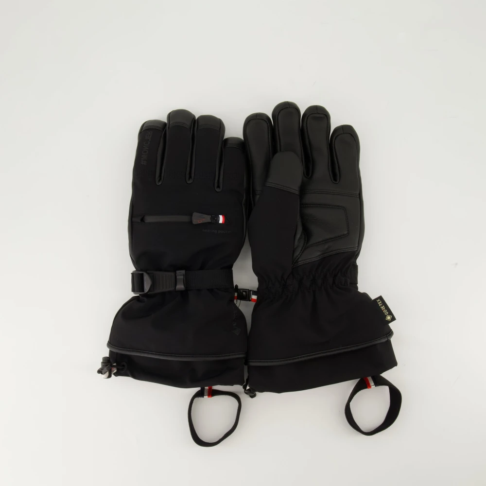 Moncler Leren en nylon skihandschoenen Black Heren