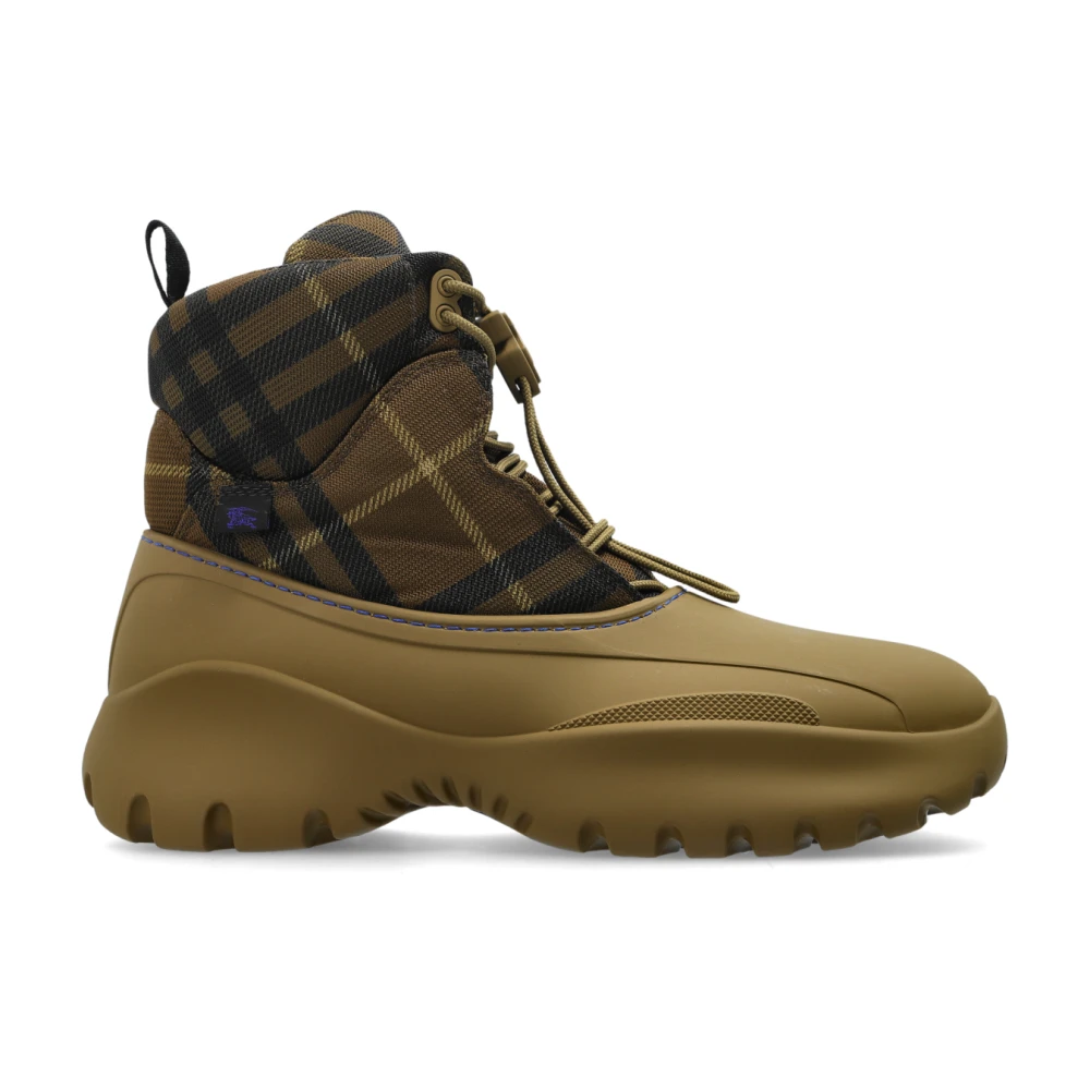 Burberry Men's Green Check Scoot Trek Boots