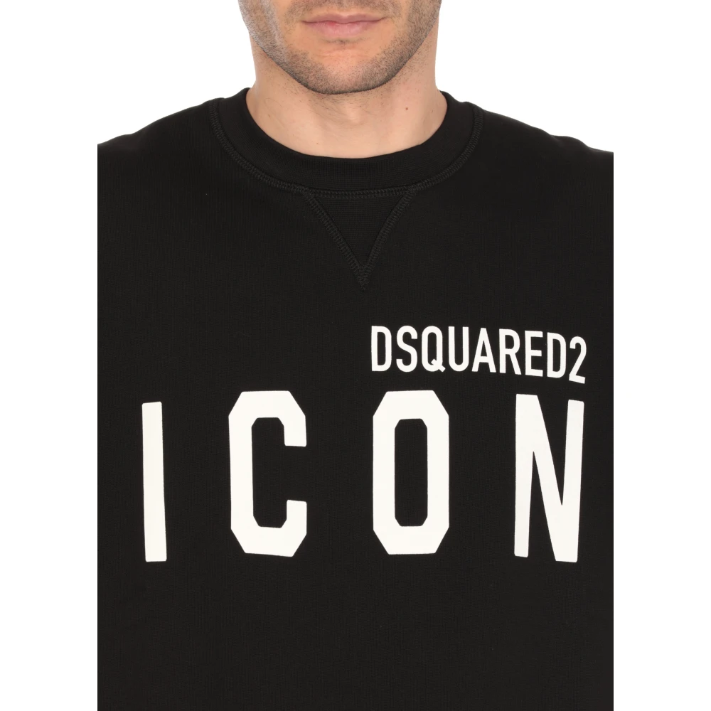Dsquared2 Zwarte Katoenen Trui met Logo Black Heren
