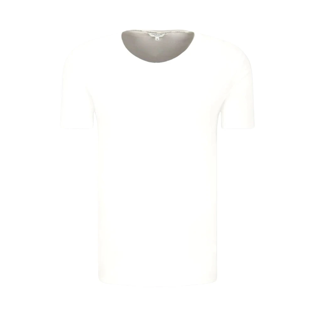 Calvin Klein Blauw Logo Zijstreep Katoenen Shirt White Heren