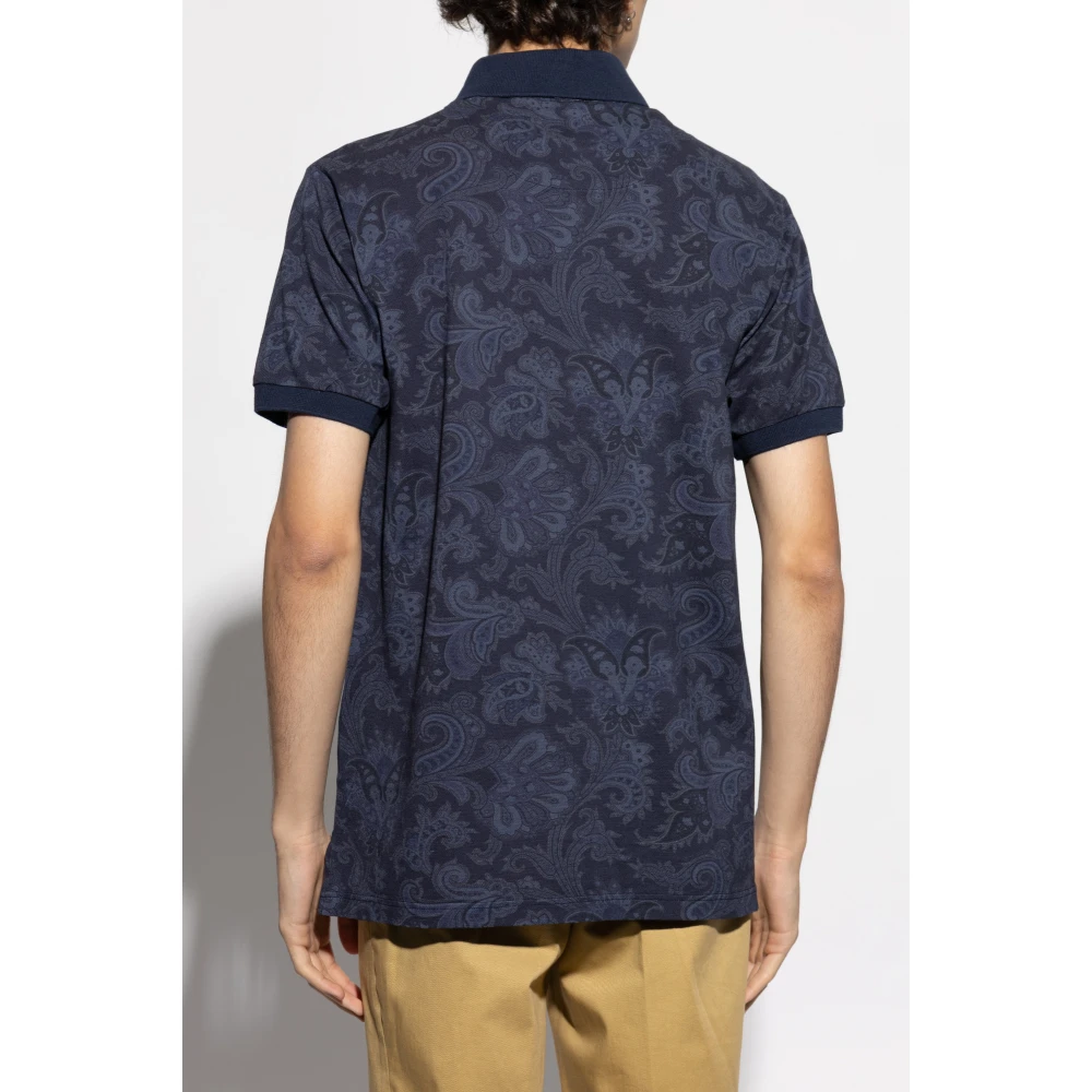 ETRO Katoenen polo met decoratief patroon Blue Heren