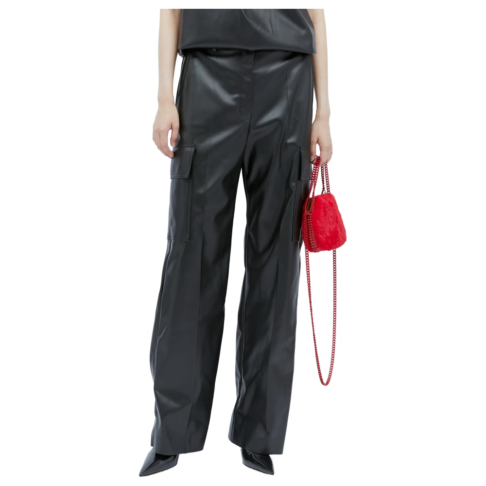 Stella Mccartney Donna Nero - Pantaloni Cargo In Pelle Vegana - Trousers - S