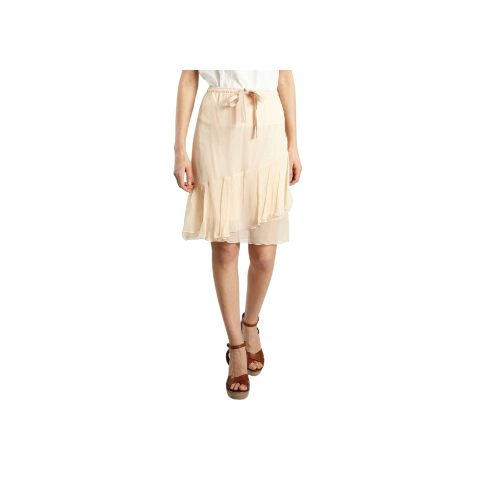 See by Chloé Zijden Ruffle Rok Beige Dames