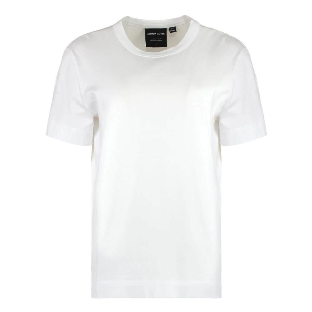 Canada Goose Katoenen crew-neck T-shirt met logopatch White Dames