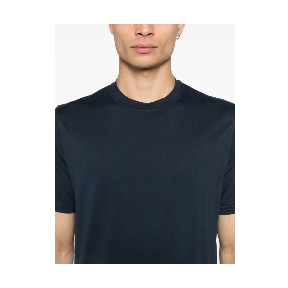 Fedeli Blauwe Crew Neck Korte Mouw T-shirt Blue Heren