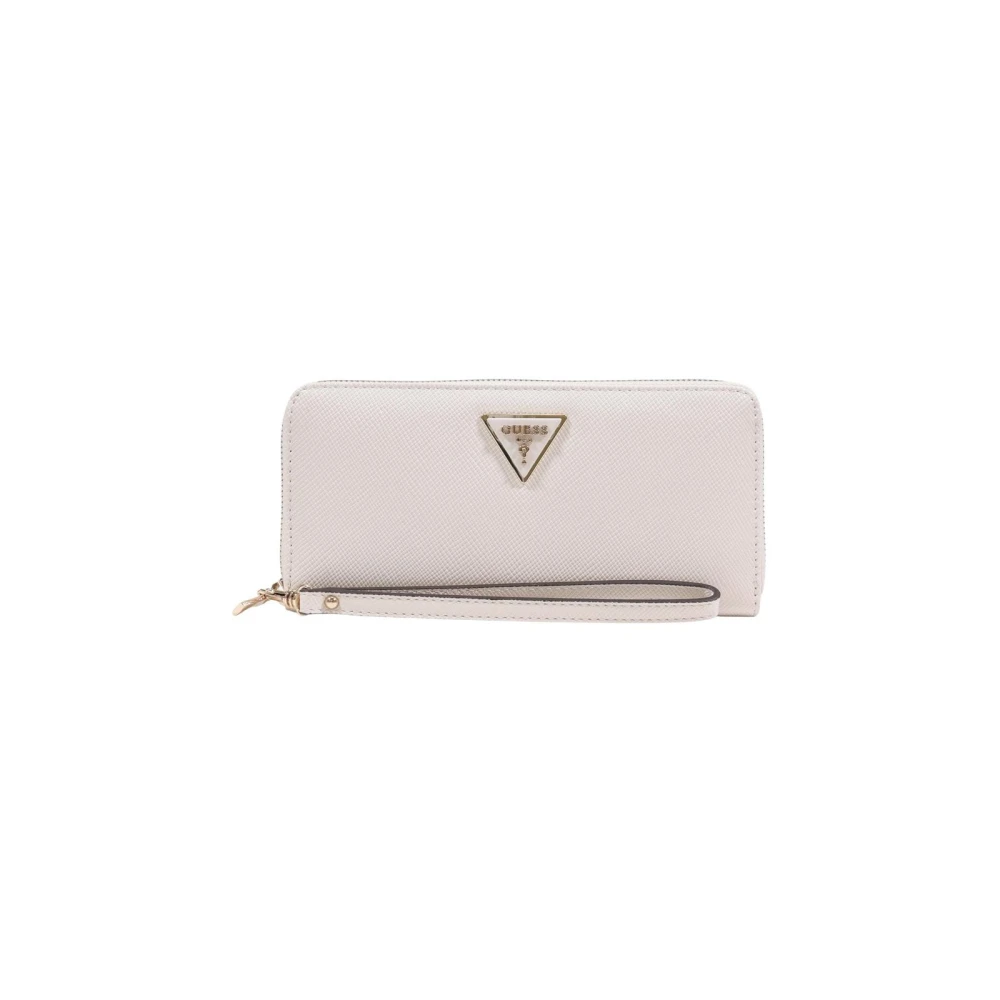 Guess Women's White Zip-Around Wallet With Multiple Inside Compartments
