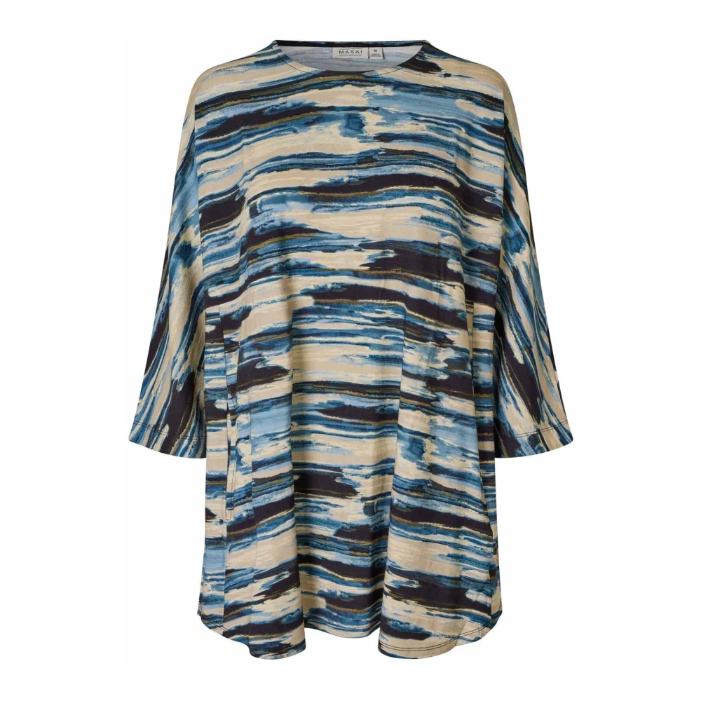 Masai Blauwe Tuniek 3 4 Mouwen Losse Pasvorm Multicolor Dames
