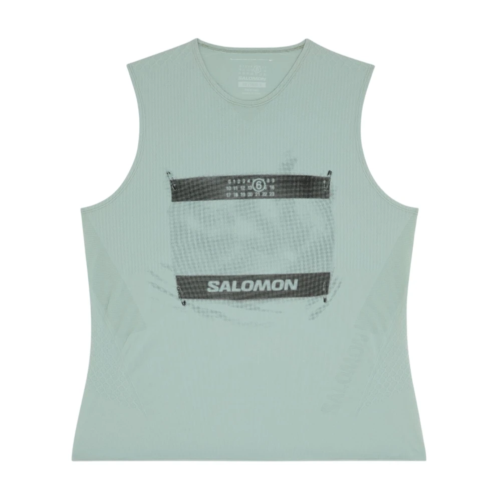 Mm6 Maison Margiela Men's Green Logo Motif Tank Top