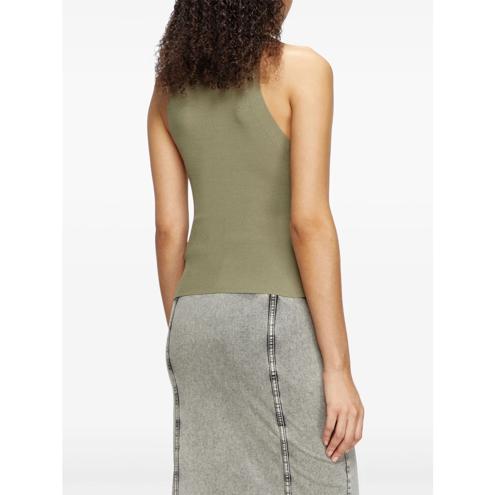 Diesel Groene Geribbelde Gebreide Tanktop Green Dames
