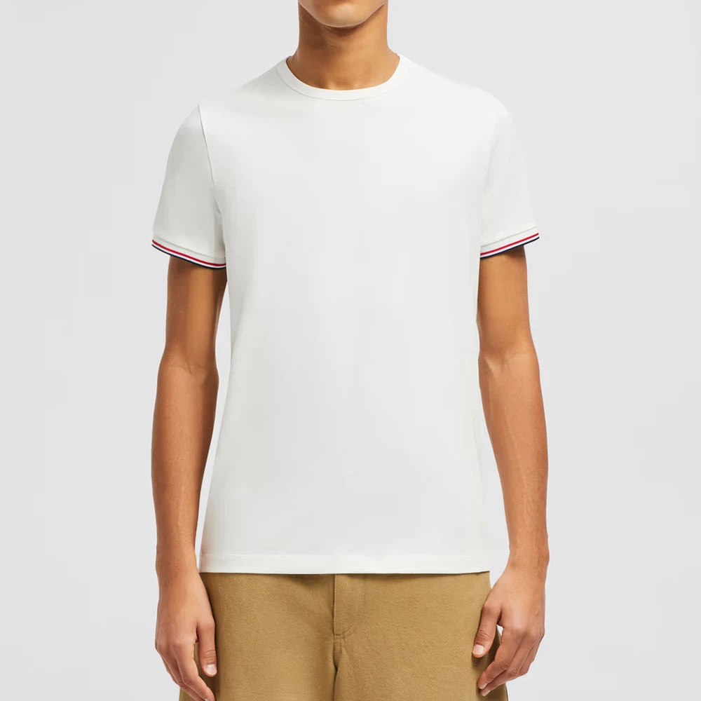 Moncler Tricolour-Trimmed T-shirt Off White Heren