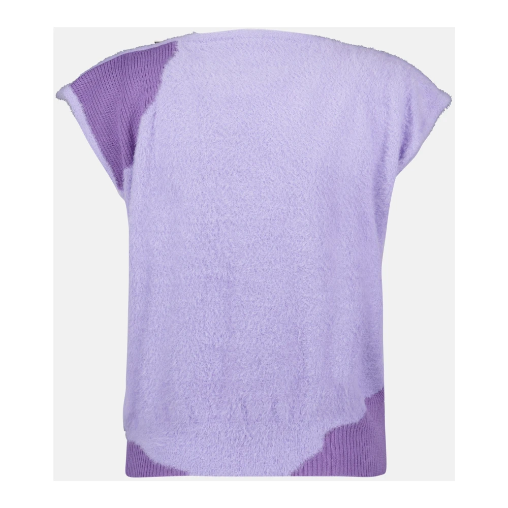 MM6 Maison Margiela Paars tweekleurig T-shirt met ritskraag Purple Dames