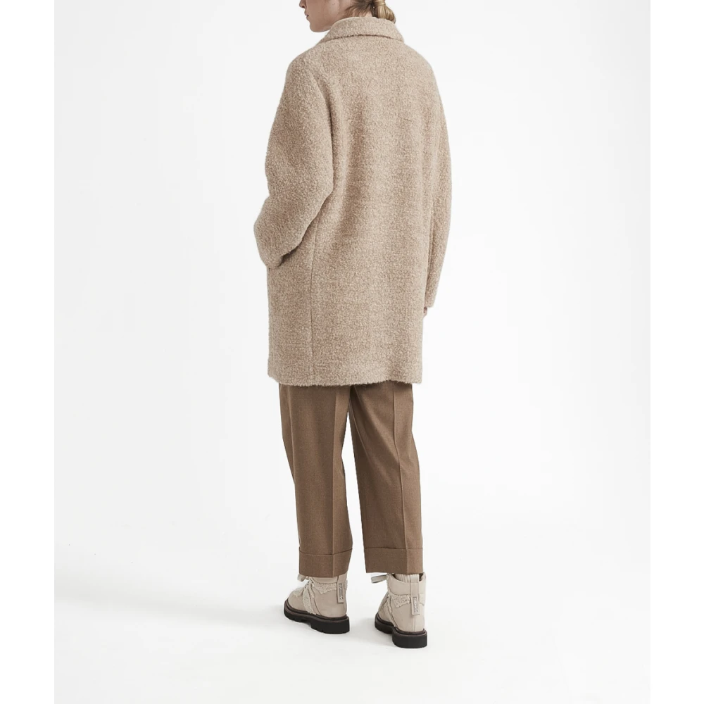 PESERICO Bouclé wol en alpaca jas Beige Dames