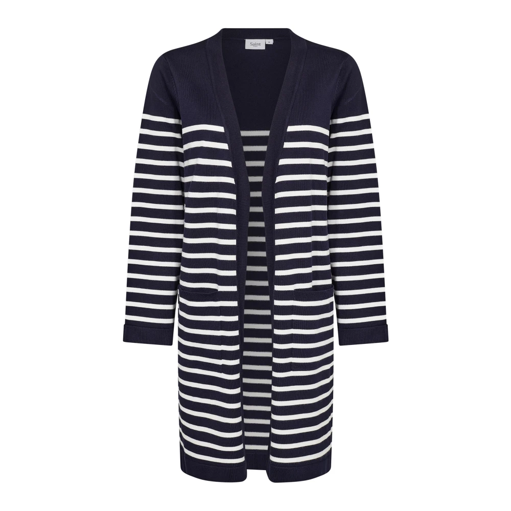Saint Tropez Gestreepte Open Cardigan Baritone Ice Blue Dames