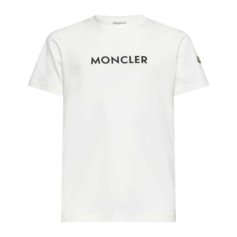 Moncler Wit Katoenen Logo T-shirt White Heren