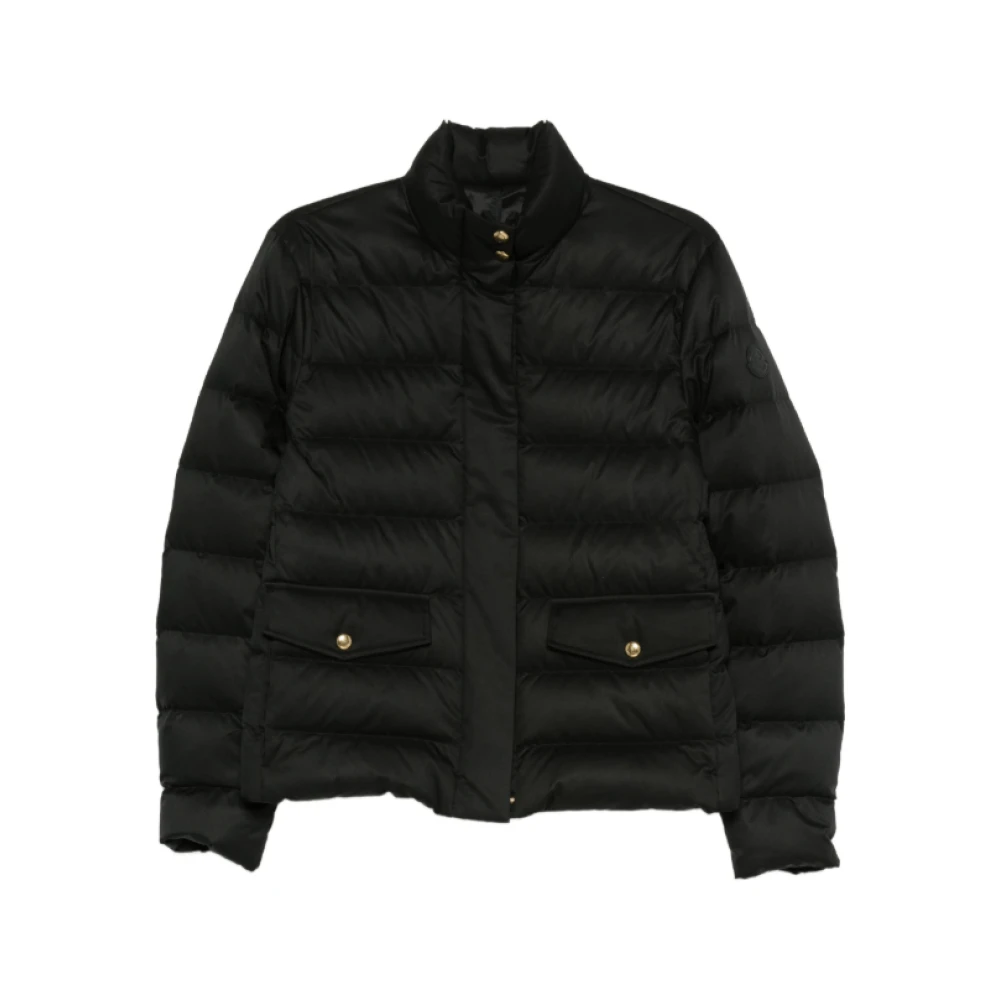 Moncler Black Down Jackets, Female, L, Quilted Leather Puffer Jacket