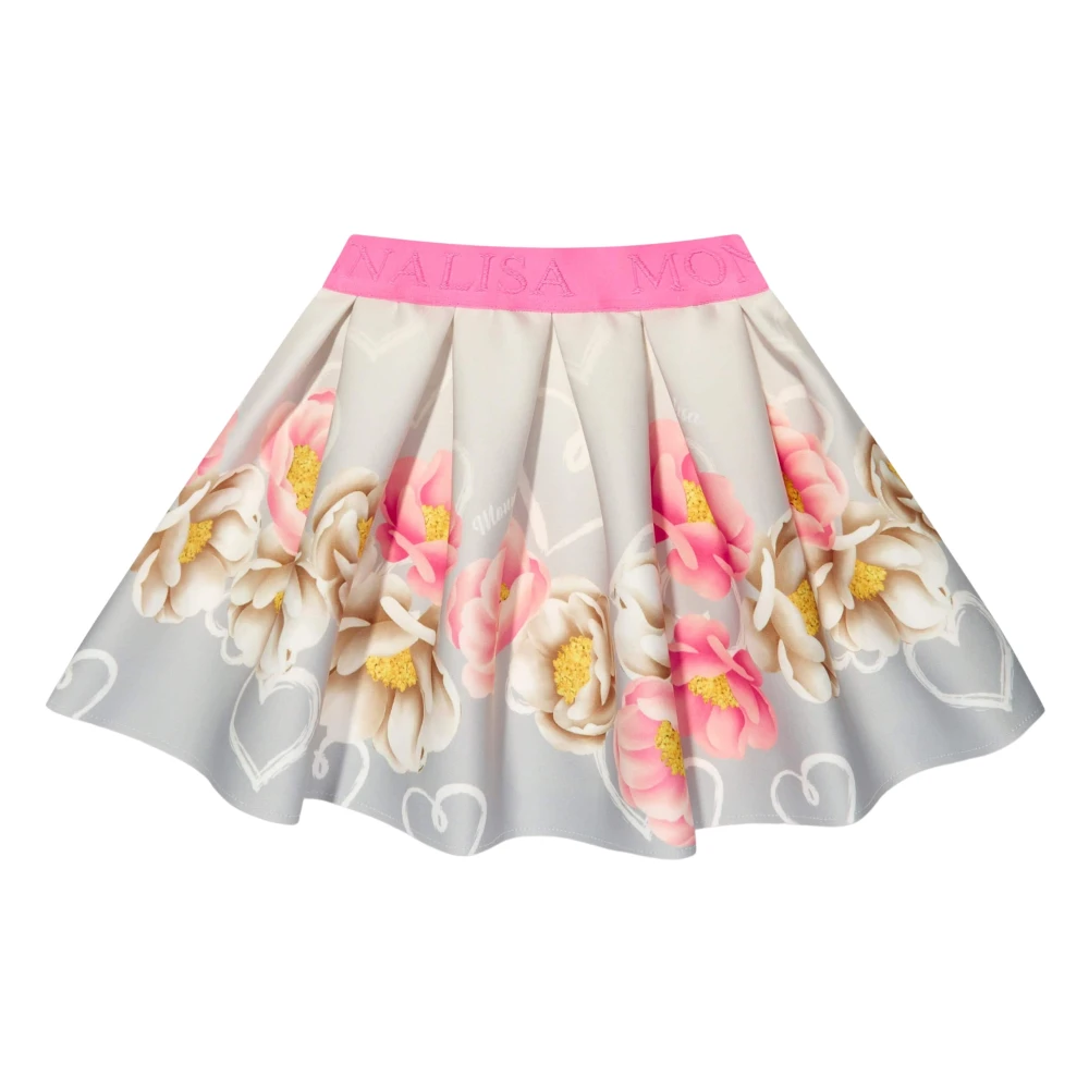 Monnalisa Girls Multicolor Floral Print Grey Skirt - Kids Skirts - 3 Y - Kids