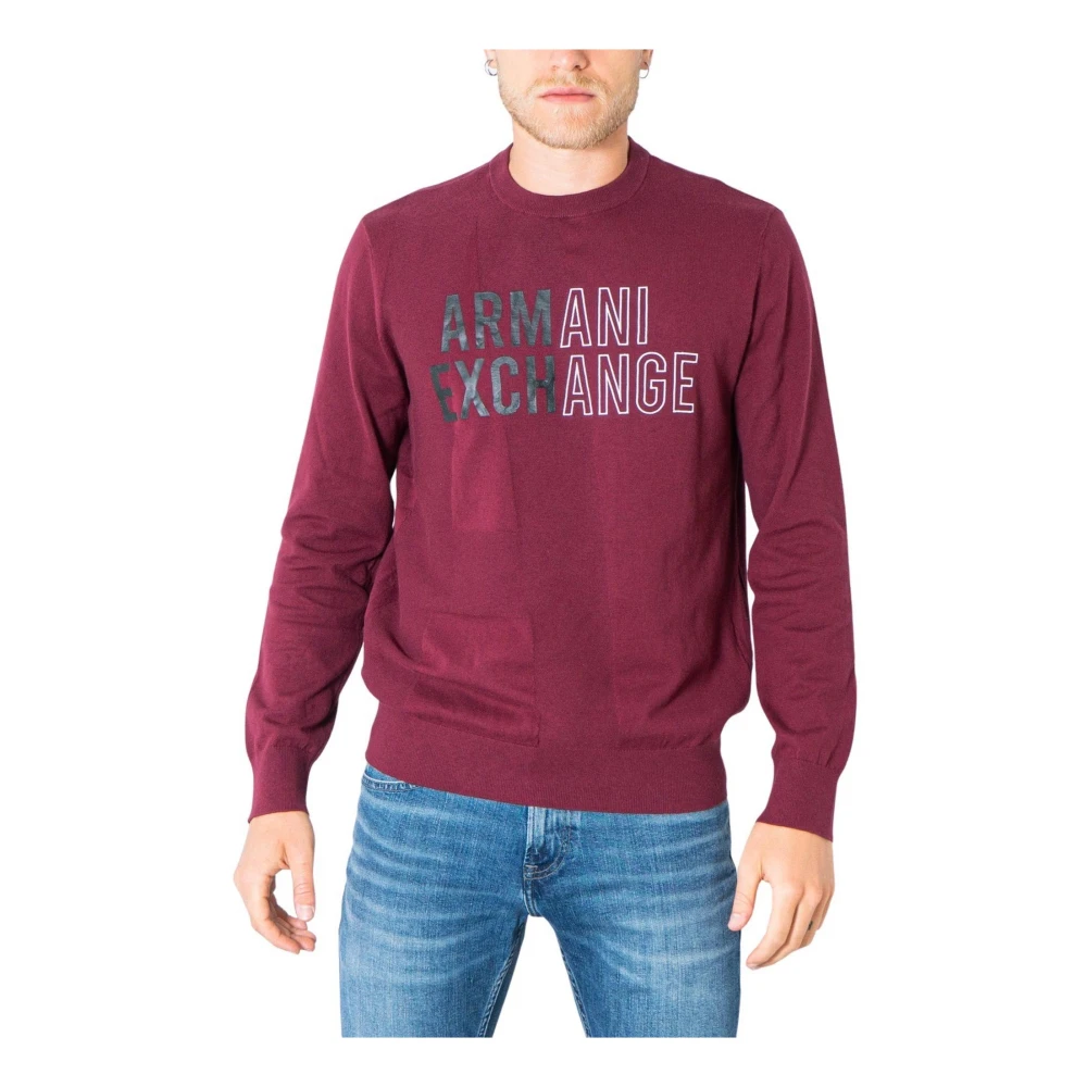 Armani Exchange Men's Red Bordeaux Knitwear - Round-Neck Knitwear - S - Knitwear