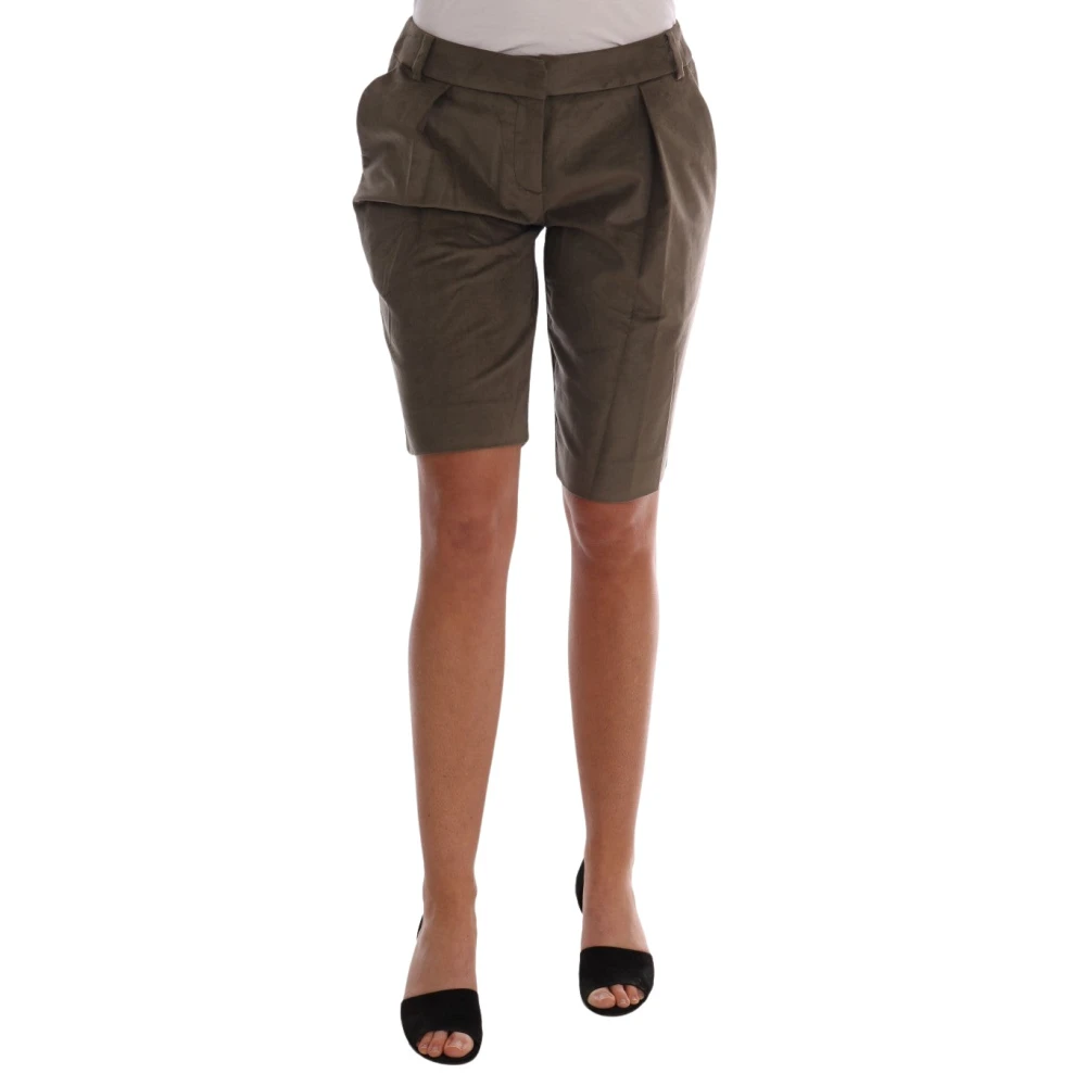 Ermanno Scervino Women's Green Velvet Bermuda Shorts - Casual Shorts - S - Shorts
