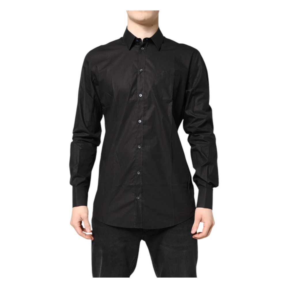 Dolce & Gabbana Men's Black/Gold Cotton Dress Shirt