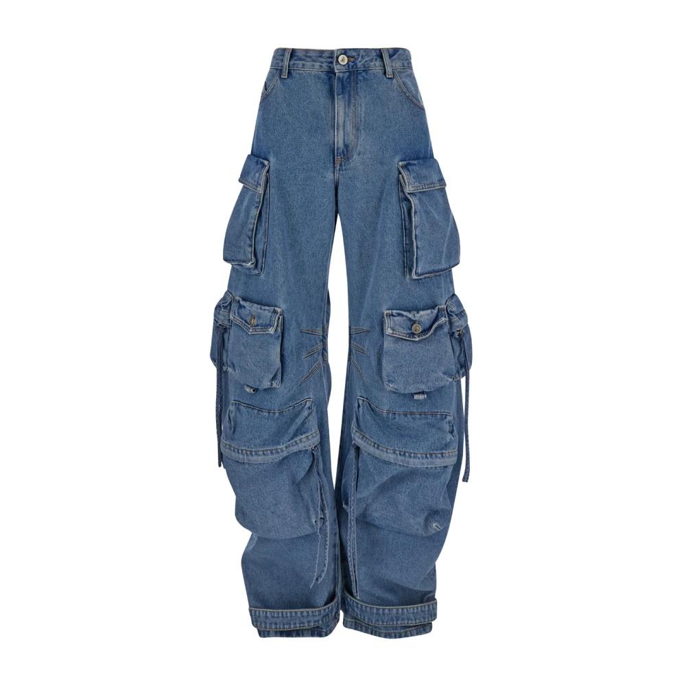 The Attico Cargo High Waist Denim Jeans Blue Dames