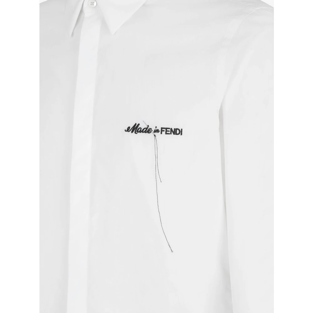 Fendi Witte Katoenen Overhemd met Italiaanse Kraag White Heren