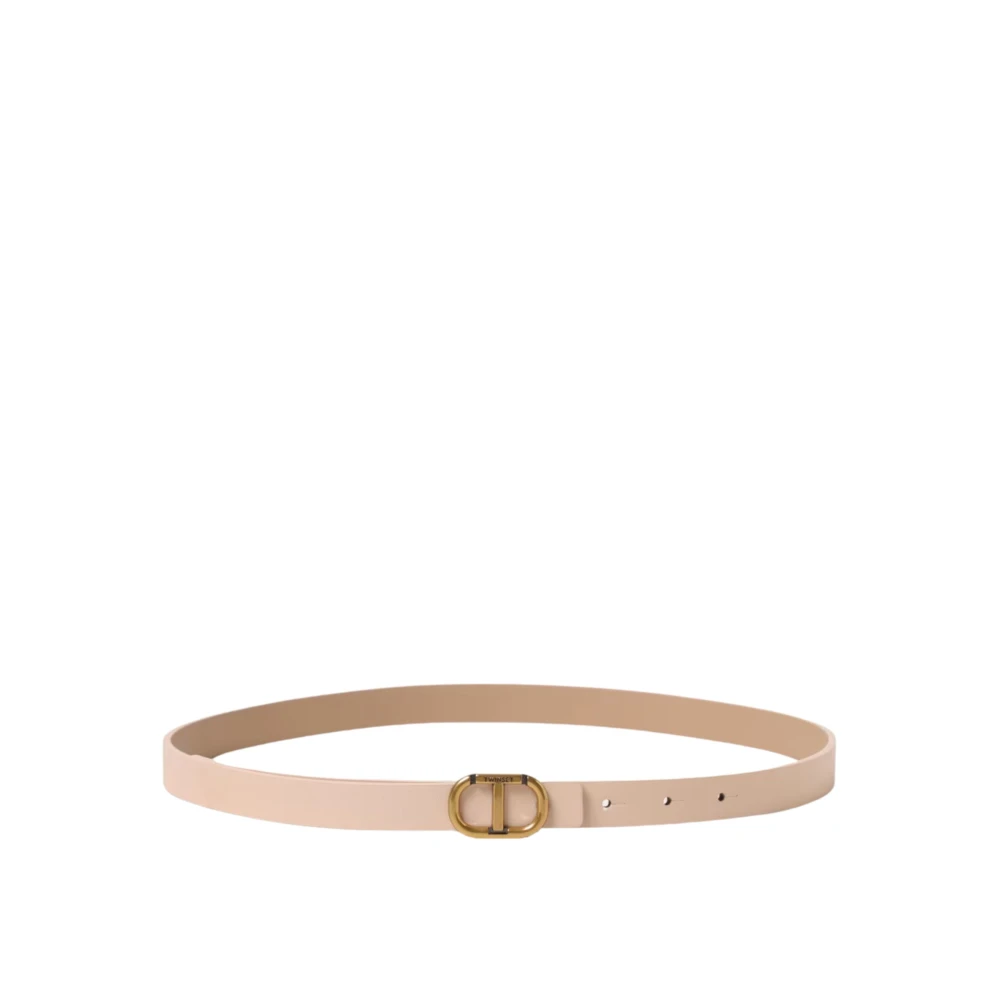 Twinset Omkeerbare leren riem met ovale gesp Beige Dames