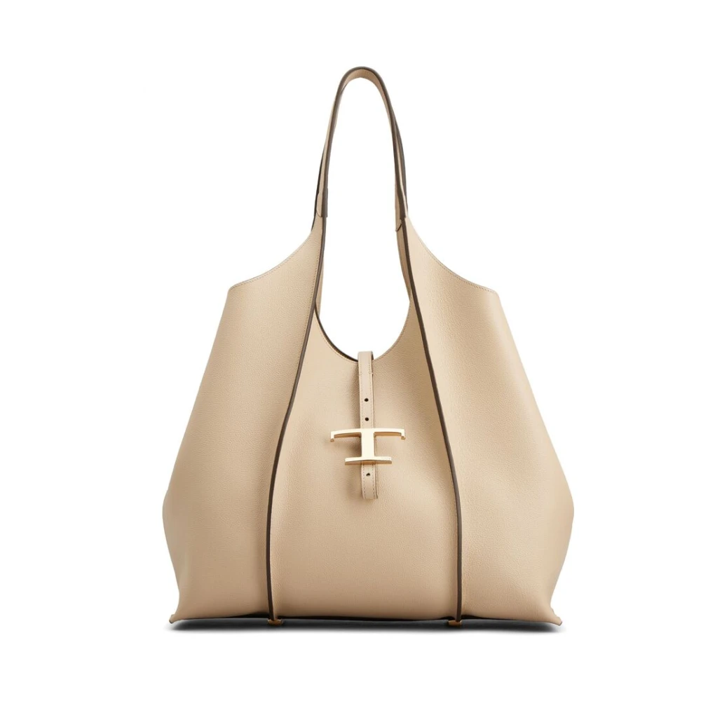TOD'S Korrelig Beige Leren Tote Tas Beige Dames