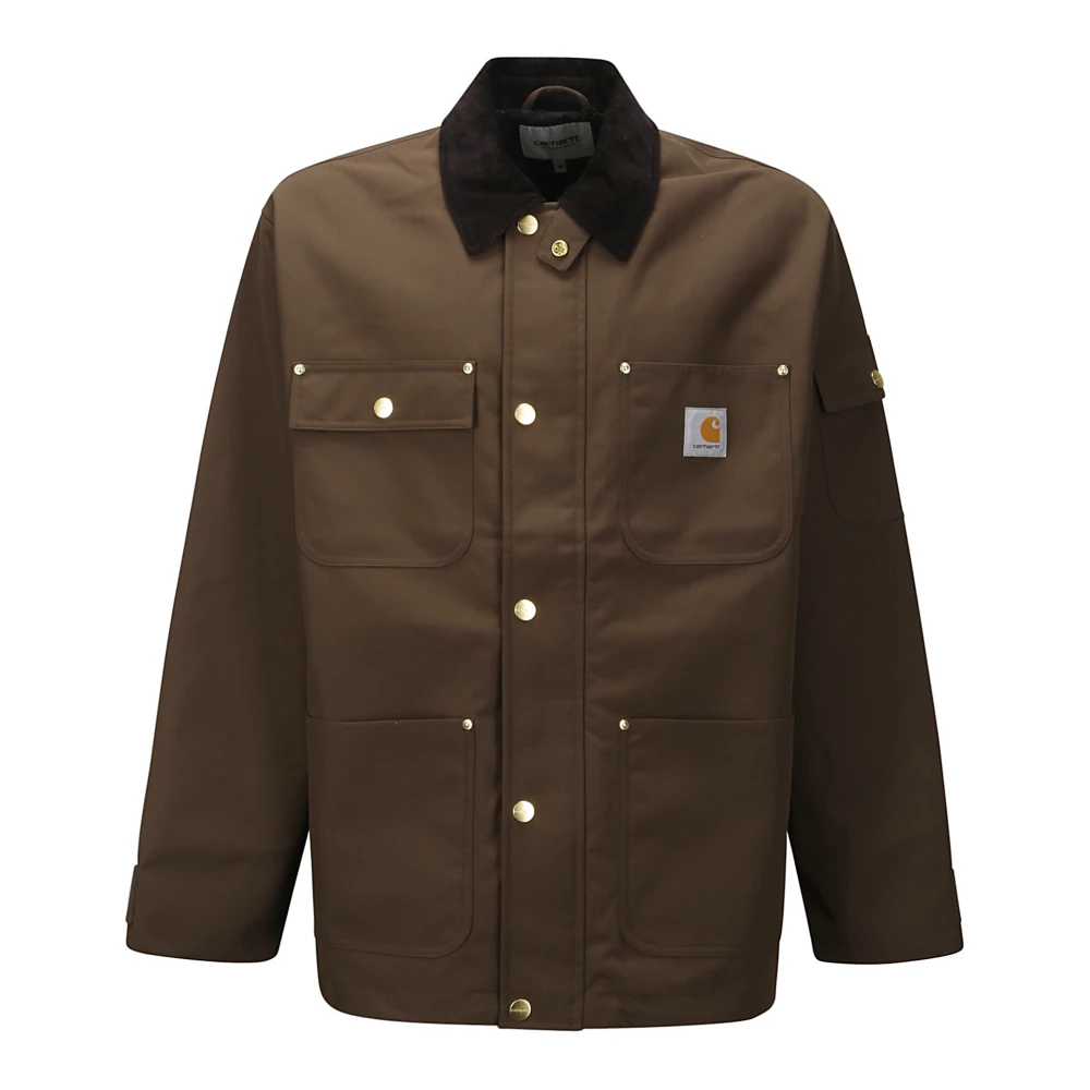 Carhartt WIP Logo Front Zip Jas Vier Zakken Brown Heren