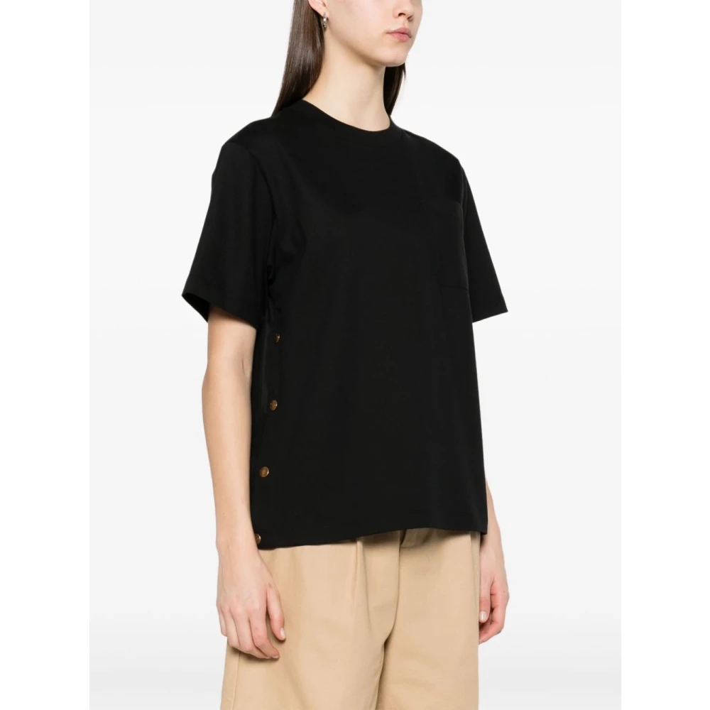 Moncler Zwarte T-shirts en Polos met Logo Patch Black Dames