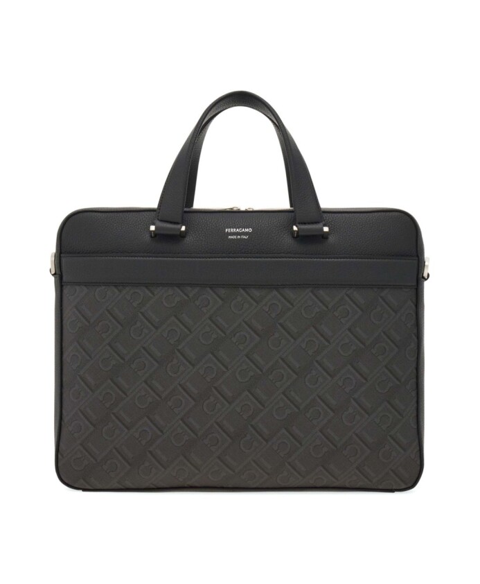 embossed-logo-black-leather-handbag