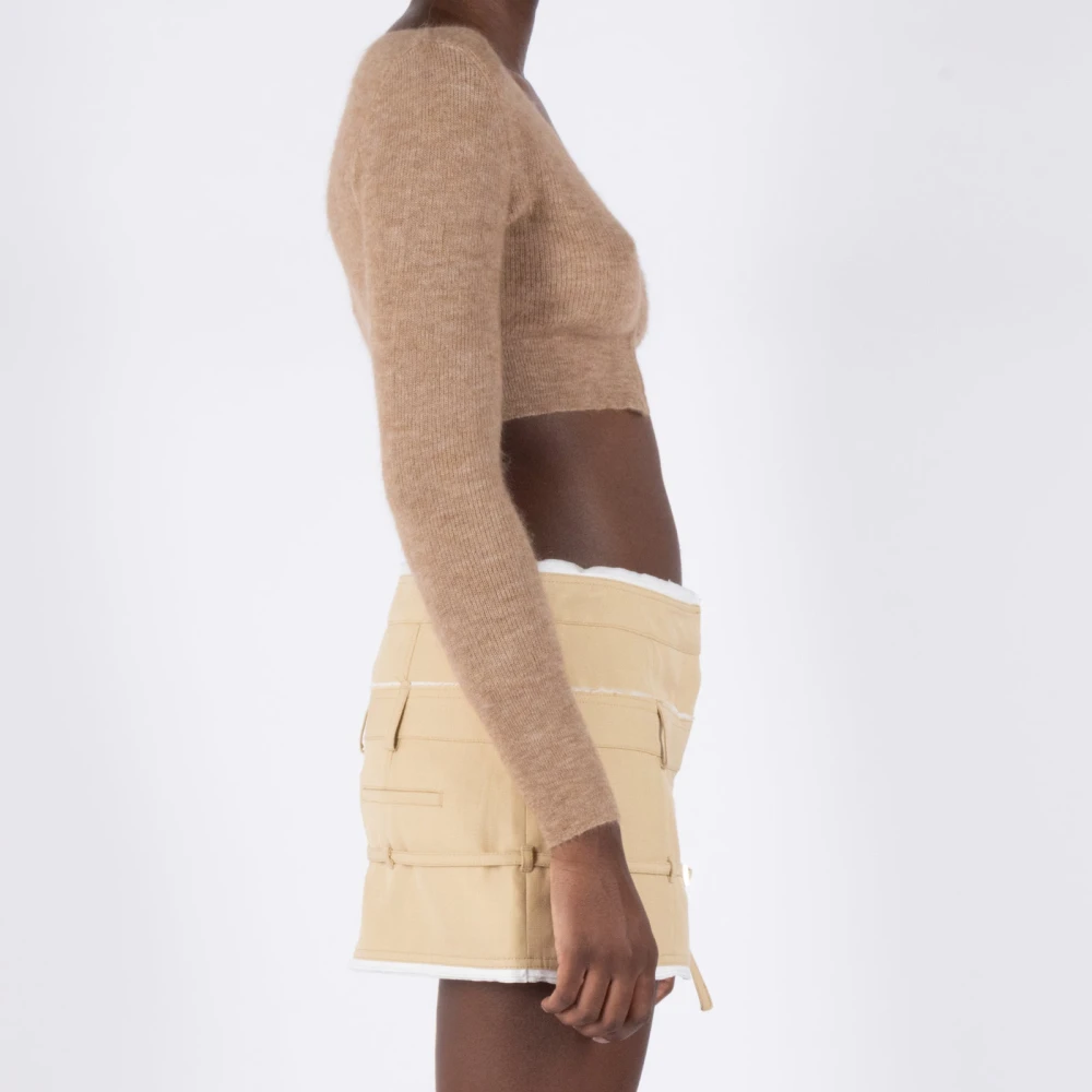 Jacquemus Bruine Mohair Cropped Cardigan Brown Dames