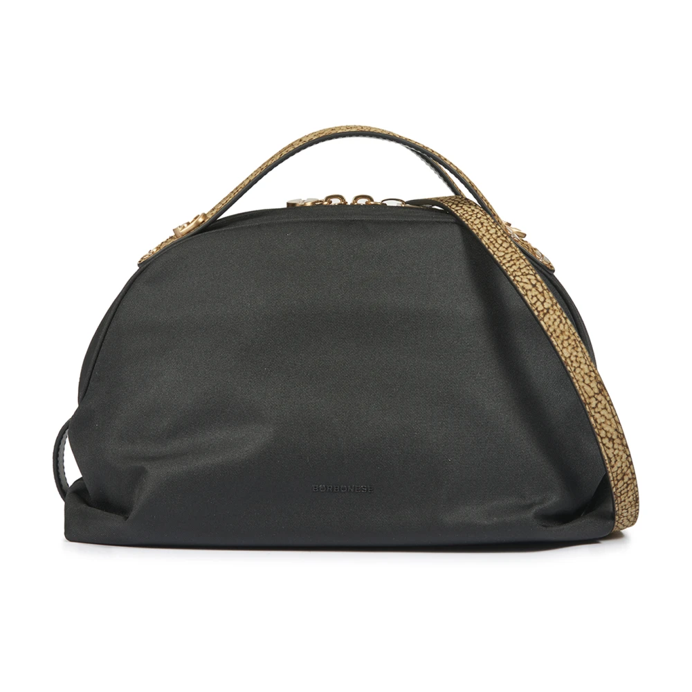 Borbonese Suède handtas met ritssluiting Black Dames