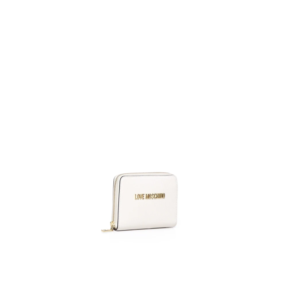 Love Moschino Portemonnee met Goudkleurig Logo en Ritssluiting White Dames