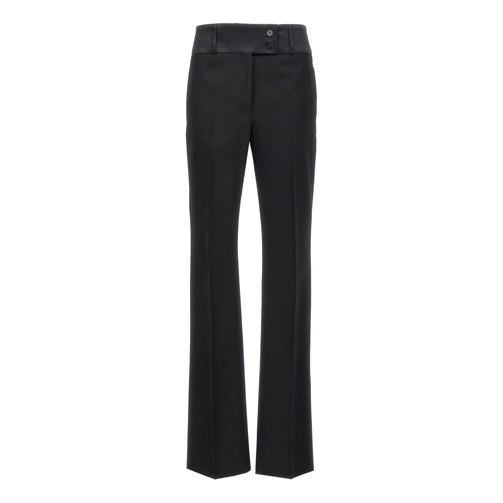 Ferragamo Women's Black Straight Trousers, S, Tuxedo Trousers