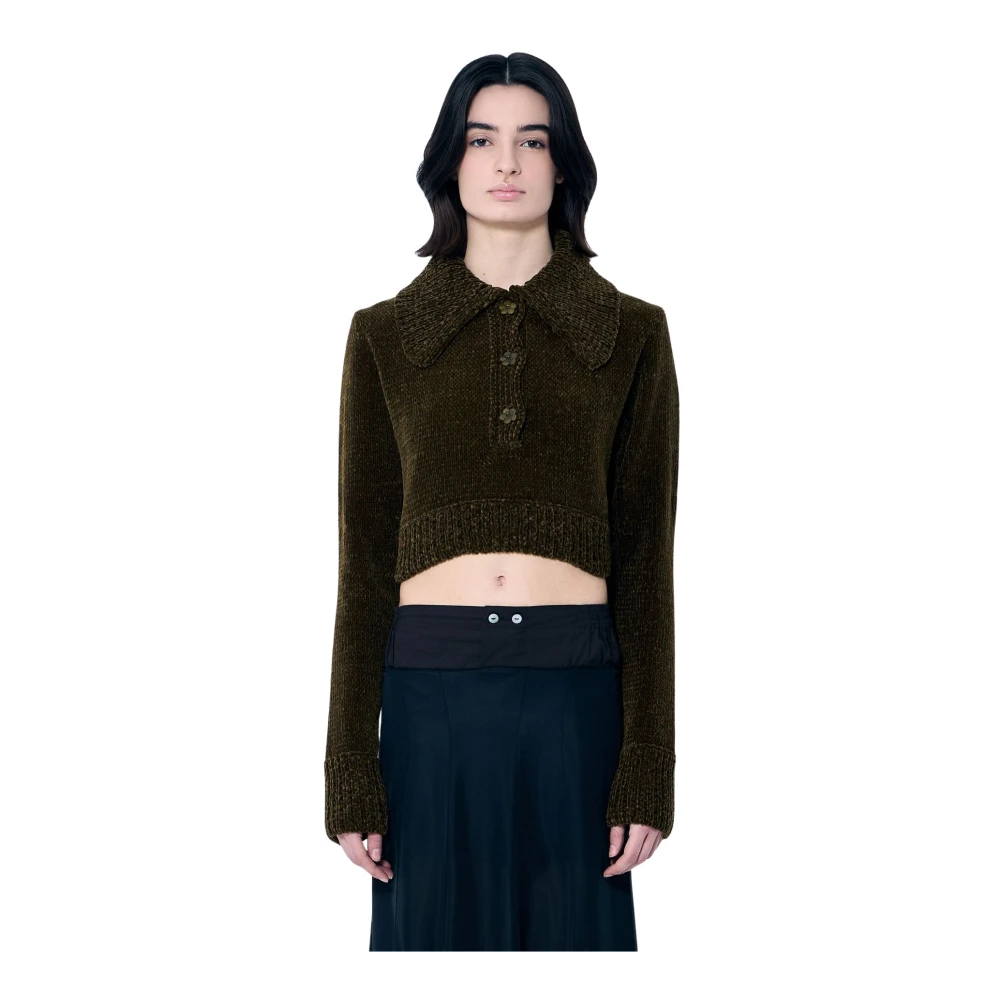 Cecilie Bahnsen Women's Green Calla Jumper - Polo Shirts - M - Tops