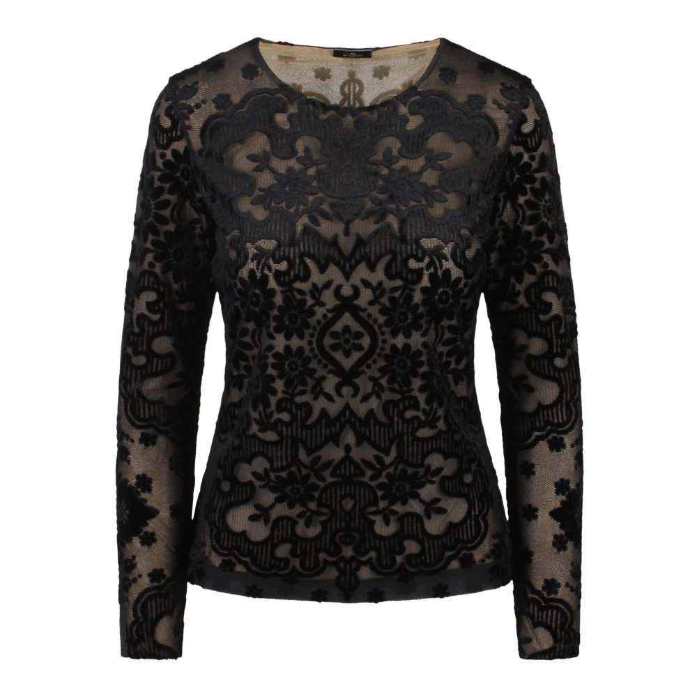 ETRO Velvet Jacquard Tulle Top Black Dames