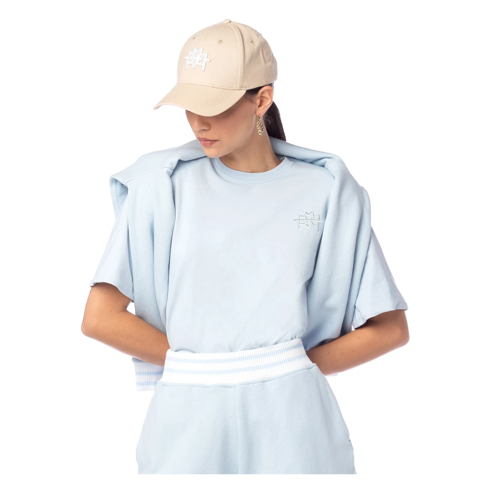 MVP wardrobe Geborduurd Ronde Hals T-Shirt Blue Dames