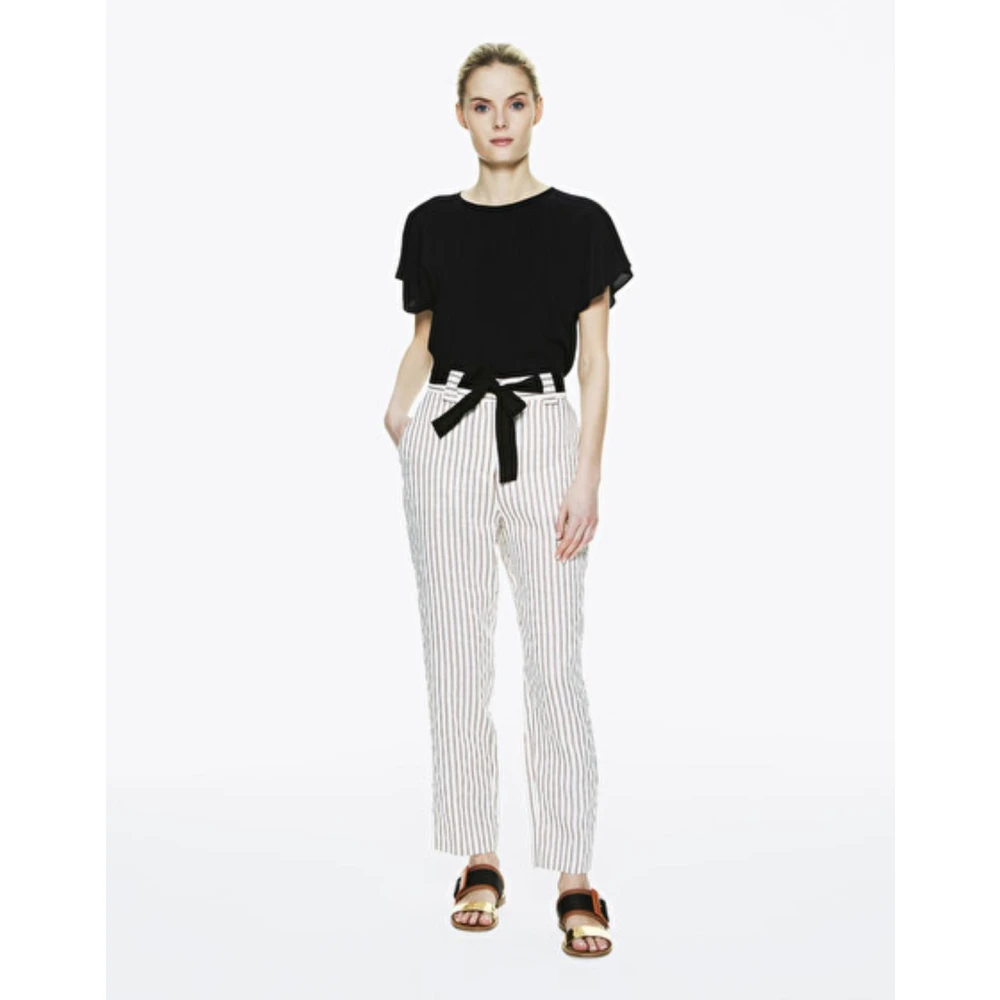 Manila Grace Gestreepte Broek White Dames