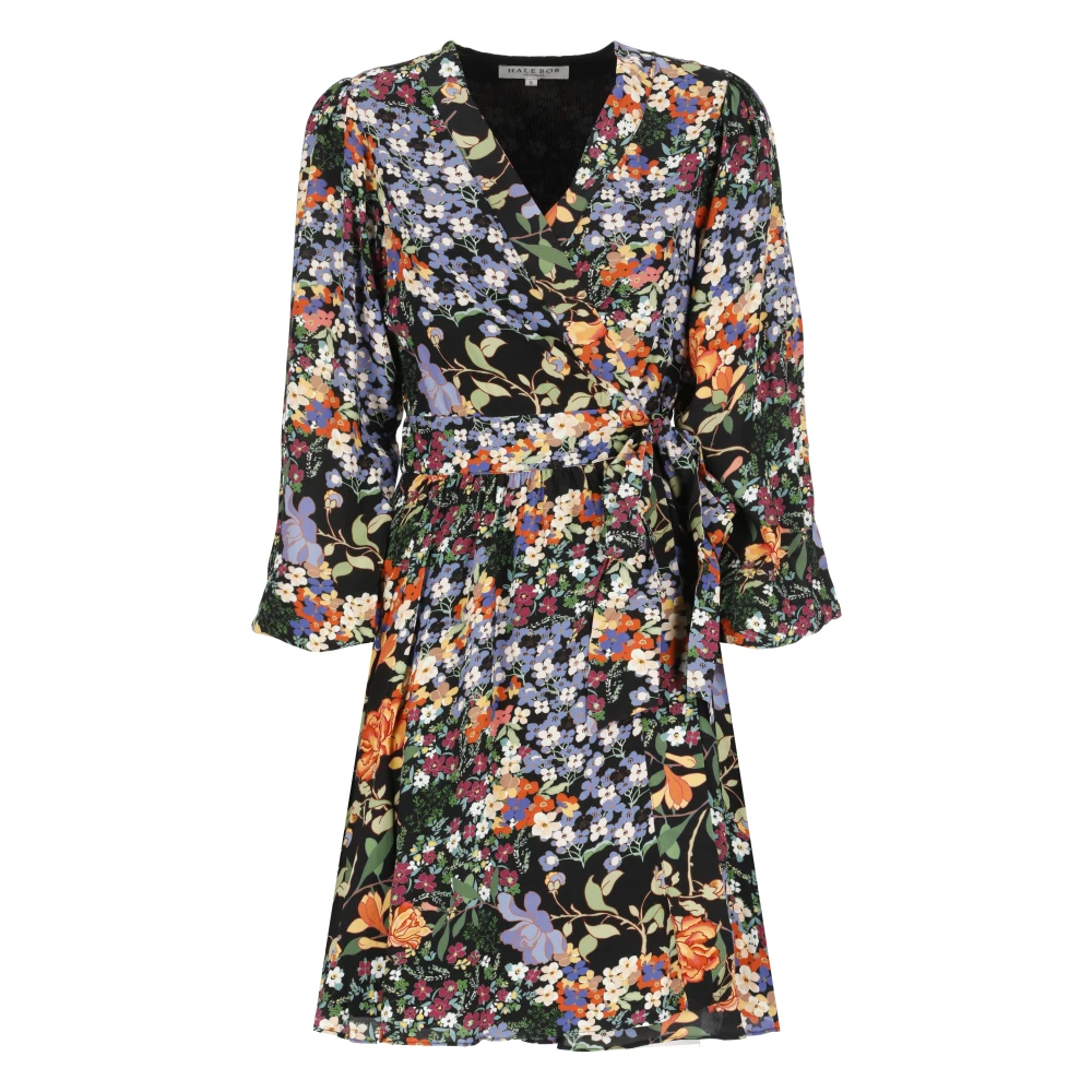 Hale Bob Zwarte Bloemen V-Hals Jurk Multicolor Dames