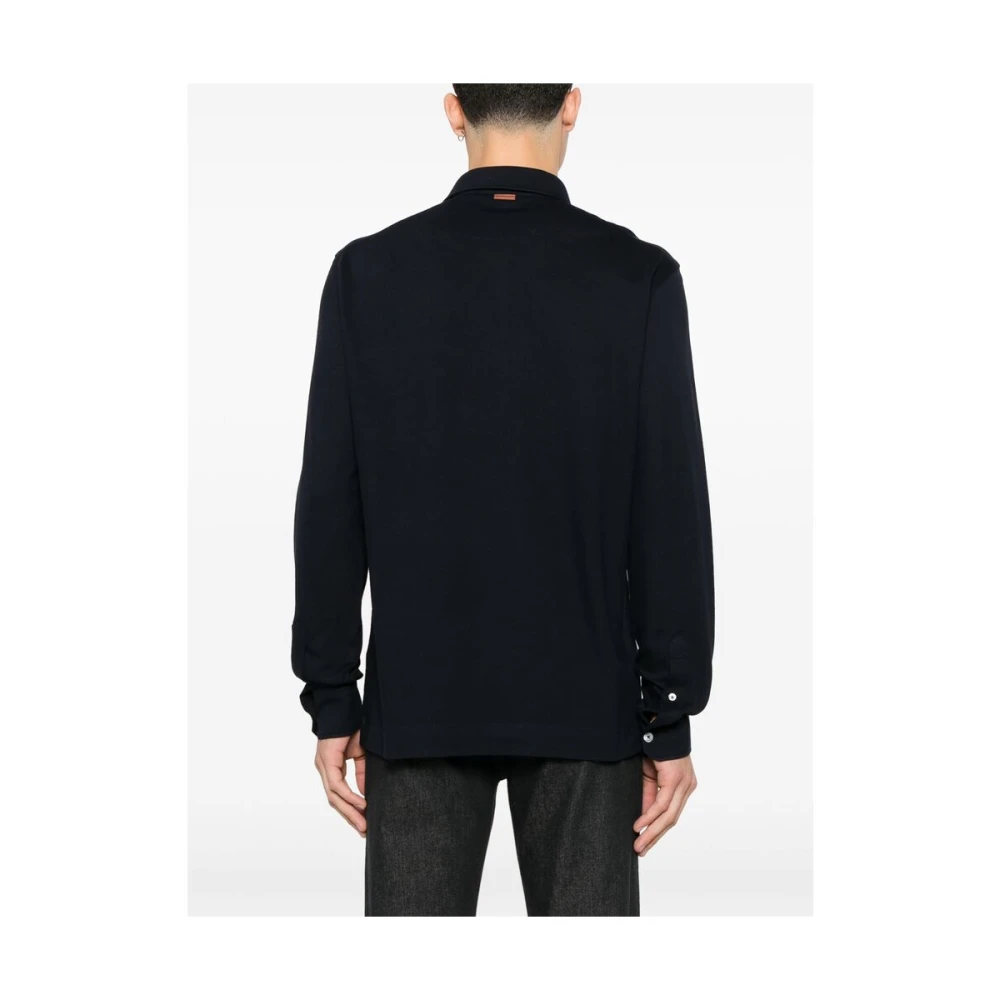 Ermenegildo Zegna Midnight Blue Polo Sweater Blue Heren
