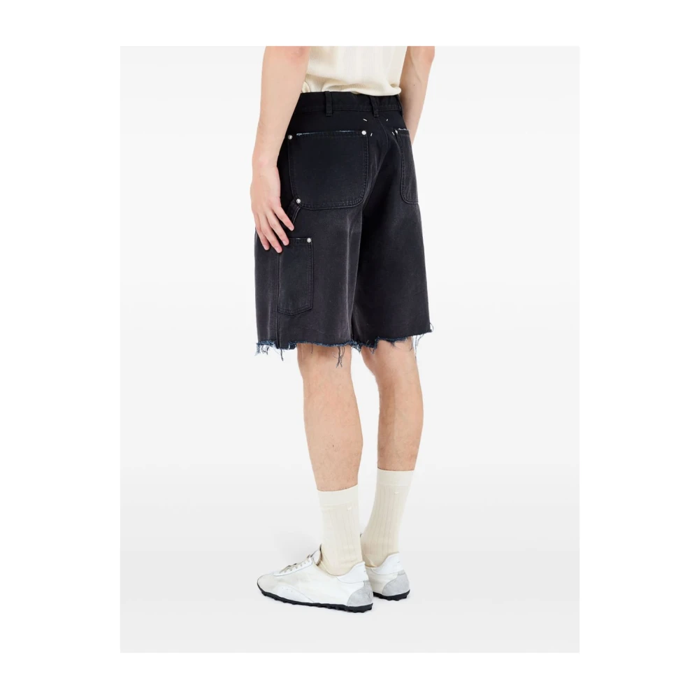 Maison Margiela Zwarte Denim Shorts Met Distressed Look Black Heren