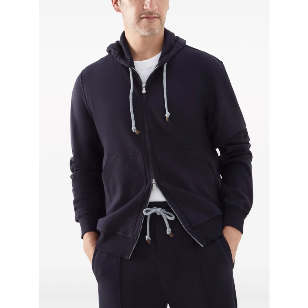 BRUNELLO CUCINELLI Blauwe Sweaters Felpa Blue Heren