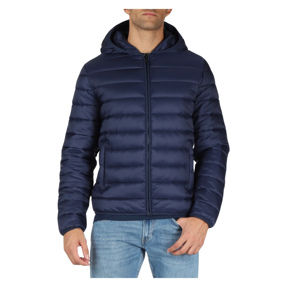 Trussardi Gewatteerde jas met capuchon Blue Heren