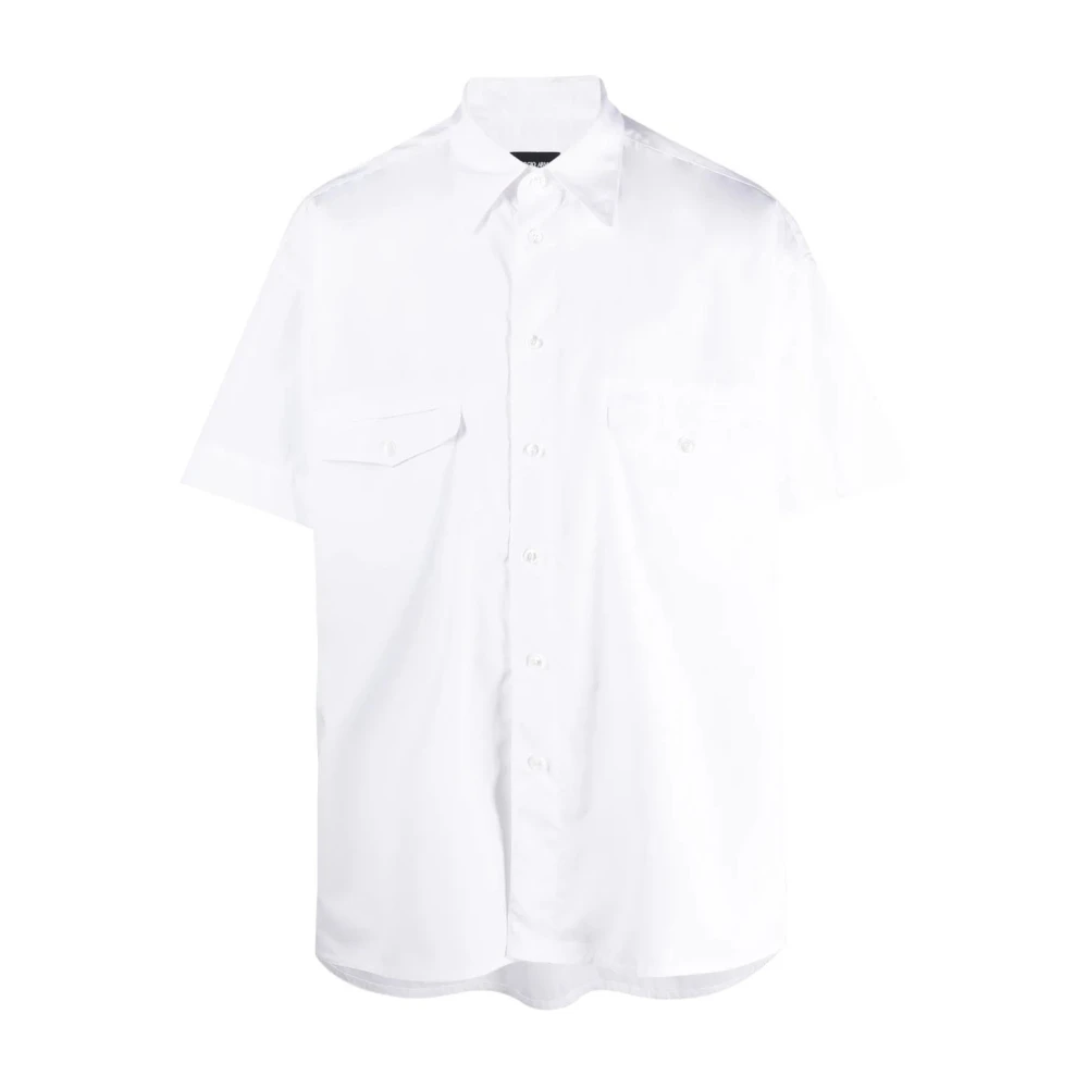 Giorgio Armani Elegante Witte Korte Mouw Shirt White Heren