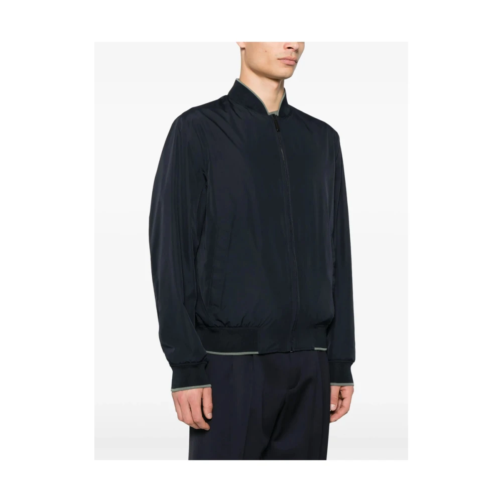 Canali Navy Blauwe Baseball Jack met Rits Blue Heren