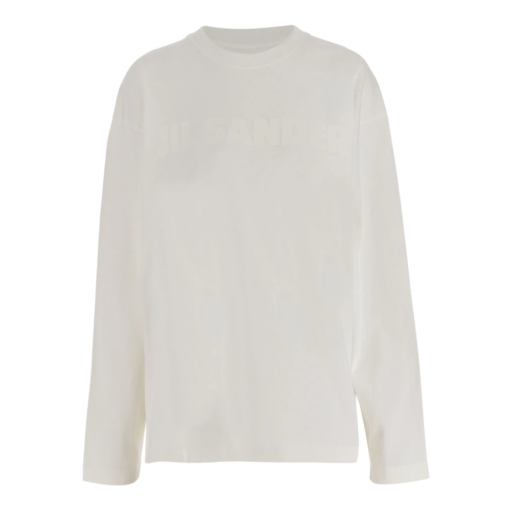 Jil Sander Katoenen Jersey Longsleeve T-shirt White Dames