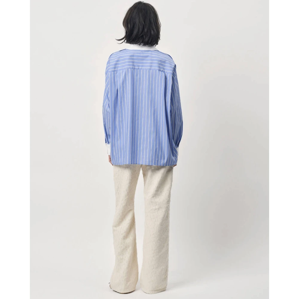 Dante 6 Gestreepte Blouse Lange Mouw Dandy Blue Dames
