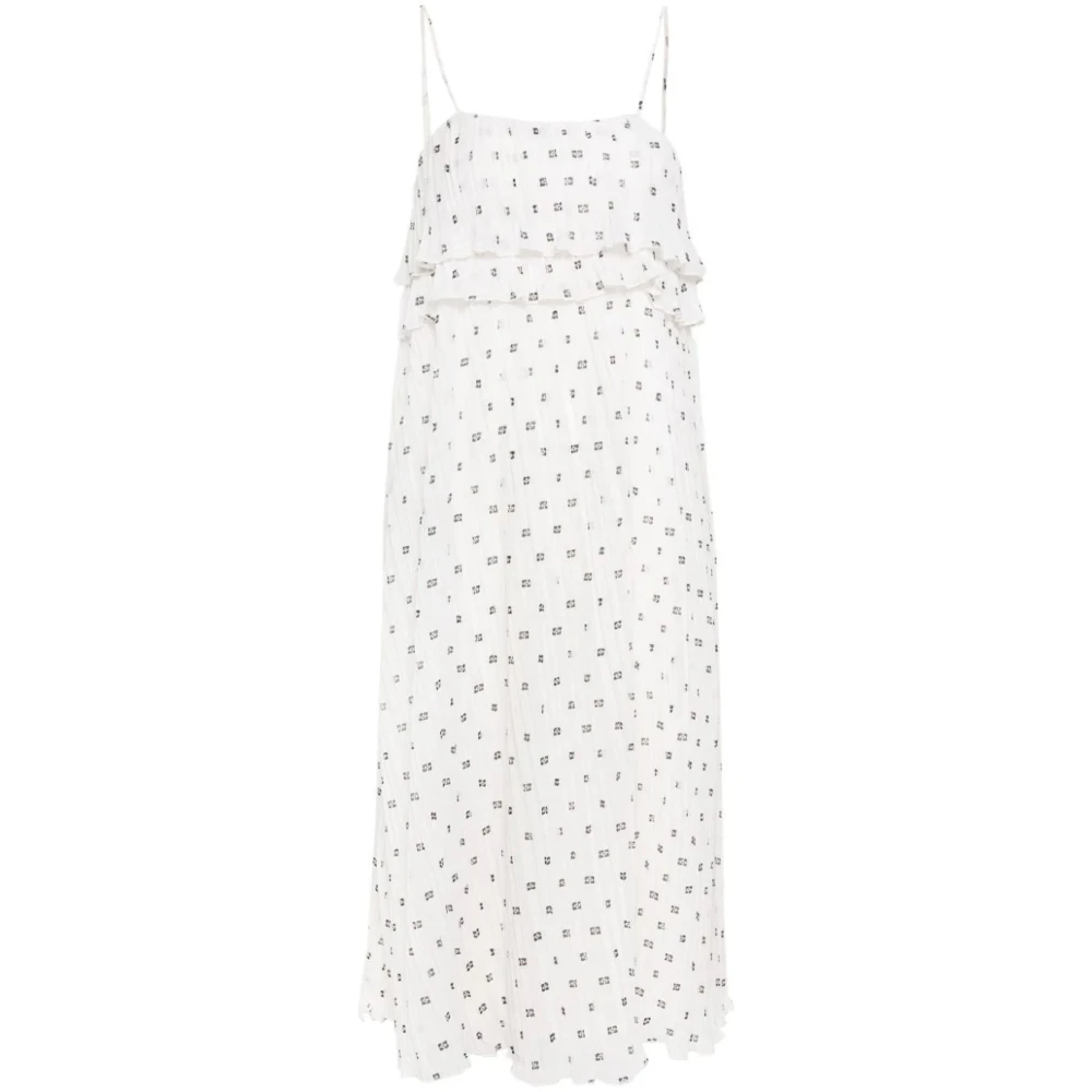 Ganni Witte Midi Strap Jurk White Dames