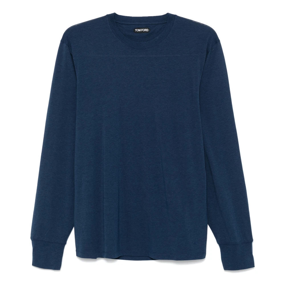 Tom Ford Crew Neck Sweatshirt in Lyocell Katoen Blue Heren